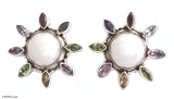 Pearl and amethyst earrings, 'Winter Sun' 1.2 W 0.4 W 1.2 L