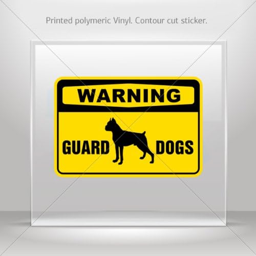 Decal Stickers Warning Guard Dogs Boxer Bulldog Sign Tablet Laptop Weatherproof Hobbies 0700 X2XRS