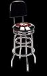 Barstool w 2 Foot Rings - Chrome Seat Ring - Back Rest w Swivel Poker Chip Chairs Barstools