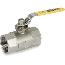 Sharpe Valves 54576 Series Stainless Steel 316 Ball Valve with Mounting Pad, Two Piece, Inline, Lever Handle, NPT Female