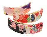 L. Erickson USA Rectangle Volume Barrette - Yuri Vintage Kimono Print