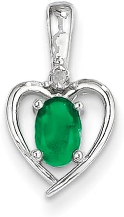 14k White Gold Genuine Emerald Diamond pendant, Delightful Pendants for Necklace, Women Jewelry