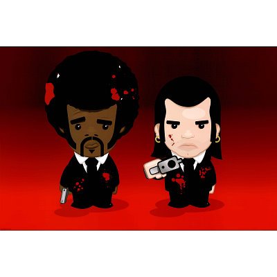 Pulp Fiction Movie (Vincent and Jules Cartoon) Poster Print - 24x36 Collections Poster Print, 36x24 Poster Print, 36x24