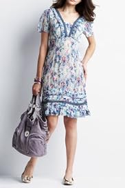 Indigo Collection Tiered Meadow Print Dress [T41-5631-S]
