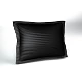 Black 300TC Sateen Stripe Pillow Sham, Standard
