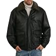 Landing Leathers Men's Cowhide Leather Flight Bomber Jacket with Genuine Shearling Collar - Regular & Tall