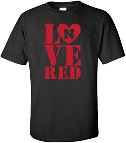 Nebraska Cornhuskers Stacked LOVE N RED Tee Shirt - Black - 3X