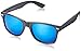 Flat Matte Reflective Flash Color Lens Large Horn Rimmed Style Sunglasses - UV400 (Black Ice)