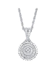 Sterling Silver Cluster Styled Round Ladies Pendant Necklace