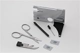 Travel Card Tool Kit with Flashlight, 3X Magnifier, Scissors, SIM card holder, Screwdriver, Ballpoint/PDA Pen and Can/Bottle Opener