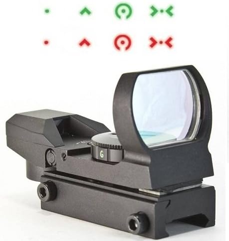 The Global Sportsman Tactical Rifle Shotgun Pistol 4 Reticle Red & Green Dot Open Reflex Sight Scope Fits Any Picatinny / Weaver Base Mount (Extreme Ops)