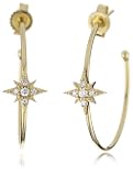 Mizuki 14k Round Hoop Earrings with Diamond Starburst Charm Mizuki 14k Round Hoop Earrings with Diamond Starburst Charm