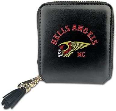 Women's The Hells Angels Motorcycle Club PU Leather Coin Mini Wallet Case Card Holder Zip Purse Handbag
