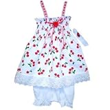 Baby Girls Cherries Galore Sundress with Bloomers and Matching Headband (9M - 24M)