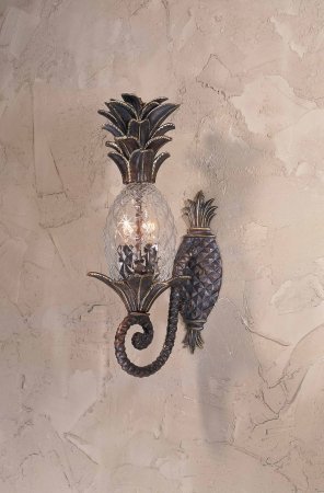 Triarch International 75100-11 Maui Collection 2-Light Exterior Wall Fixture, English Bronze with Clear Hand-Crafted Pineapple Glass
