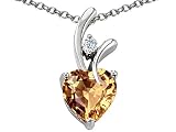 Original Star K(tm) Heart Shaped 8mm Simulated Imperial Yellow Topaz Pendant in .925 Sterling Silver