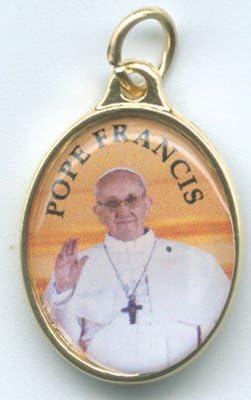 Pope Francis Gold Tone Full Color Medallion