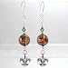 Czech Glass Bead, and Swarovski Crystal Fleur-de-lis Dangle Earrings in Sterling Silver, #8846