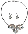 Girls Jewelry Silver Rainbow Earrings Necklace Set (snklcs097)