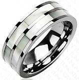 Mother of Pearl Center Polished Tungsten Wedding Band 8MM
