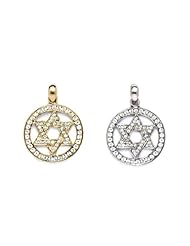 14k Yellow White Gold CZ Designer Star of David Charm Pendant
