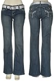 YMI Stretch Flap Pocket Denim W/ Silver Glitter Belt