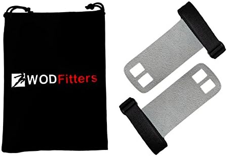 WODFitters (TM) Textured Leather Hand Grips for Cross Fitness WODs, Pull Ups, Chin Ups, Kettlebell training, Power lifting and Gymnastics * Satisfaction Guaranteed! * Protect Your Palm from Tearing and Calluses * More Effective than Exercise Gloves * One pair with Lifetime Warranty and Carrying Pouch