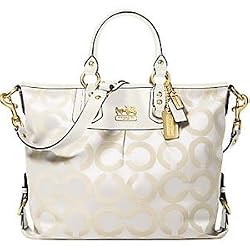 Coach Op Art Signature Julianne Satchel Bag Tote 12963 Parchment