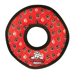 Tuffy's Ultimate Ring Dog Toy, Red Paws