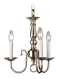 Livex Lighting 5013-01 Williamsburg 3 Light Antique Brass Chain Hung / Flush Mount Mini Chandelier