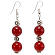 Handmade Ruby Quartz Earrings With Silver Floral Beads