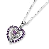 Sterling Silver & 14k Gold Amethyst & Diamond Heart Necklace