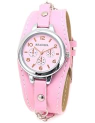 Fashionable PU Leather Band w Chains Quartz Watch Wristwatch Timepiece f Lady Women Girls - Pink SWWT3-289241