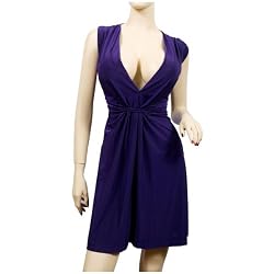 Plus Size Sexy Purple Low Cut V-Neck Mini Dress