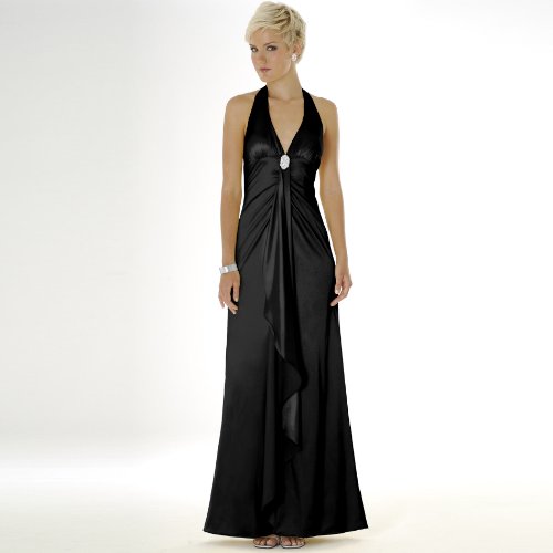 Satin Evening Dress - Bridal, Wedding, Party, Prom Dress, Formal Gown by Sean Collection (448) Black