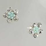 Blue Flower April Birthstone Earrings Stud