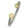 Stainless Steel Gold Accent Cuff Bangle -