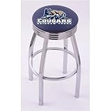 Brigham Young Cougars 30 Single-ring Swivel Bar Stool with 2.5 Ribbed Chrome Accent Ring