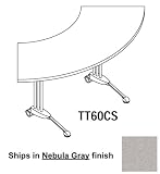 34 Inch Static Crescent Table in Nebula Gray - Mayline Office Furniture - TT60CSNGRBLK