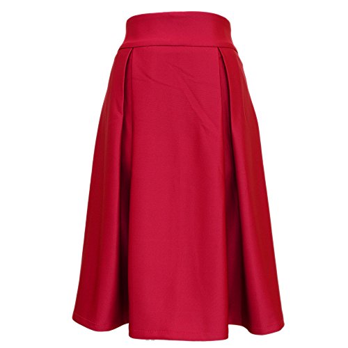 (ラグーヤ) Lagooya レディース スカート ひざ丈 フレア BOX プリーツ ハイウエスト