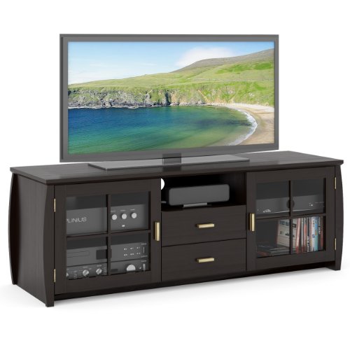 B-601-BWT Washington 59-Inch Wood Veneer TV/Component Bench, Soft Black On Sale