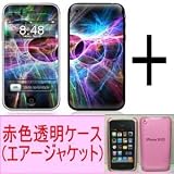 ★Skins(スキン)＋エアージャケット（赤色透明ケース）のお得なセット！iPhone 3G/S用：Static Dischargeの画像