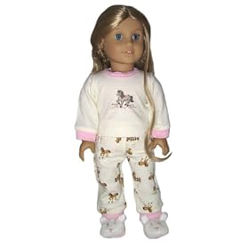 Pink Bunny Slippers and Horse Pajamas. Fits 18