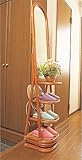 籐 スリッパラック付 回転式姿見  R233