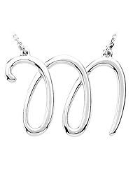 Script Initial Necklace in Sterling Silver, Letter M