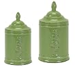 Boxwood topiary canister in green - set of 2