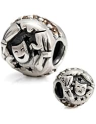 Genuine Ohm Beads (TM) Product. 925 Sterling Silver Theatre Comedy and Tragedy European Bead Charm. 100% Satisfaction Guaranteed.