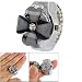 Amico Lady Rhinestone Decor Gray Plastic Crystal Clover Cover Finger Ring Watch