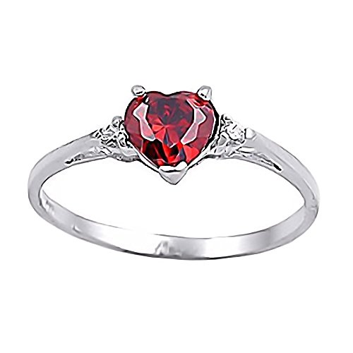 Gianna: Heart-cut Simulated Garnet Ice CZ and IOF CZ Promise Friendship Ring Silver, 3144
