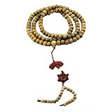 Tibetan Buddhist 108 Sandalwood Beads Prayer Necklace Meditation Mala with Hinky Imports Om Bag